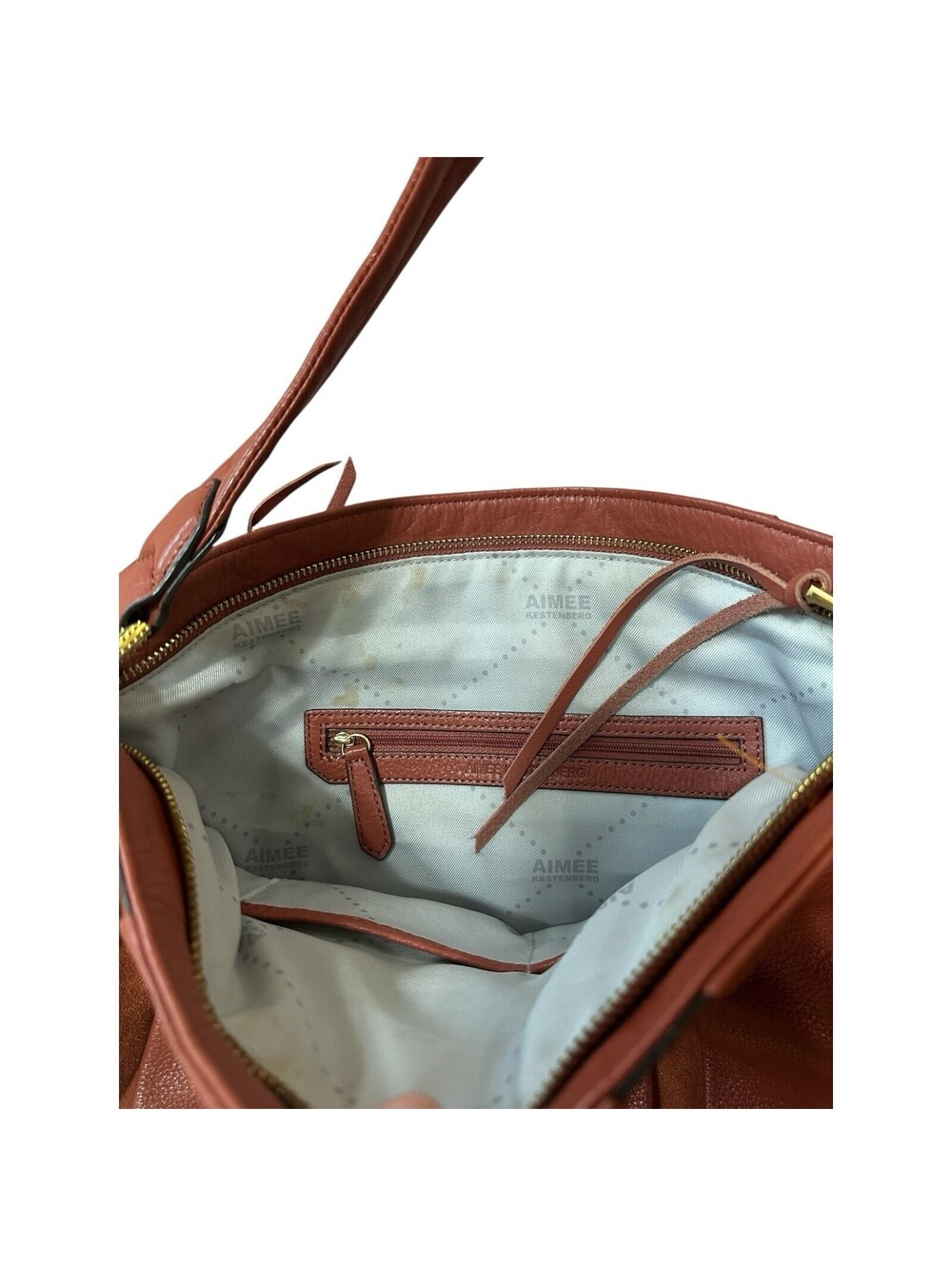 Aimee Kestenberg leather Hobo Suede burnt Orange Brown Rust Gold Hardware Purse - Picture 6 of 7